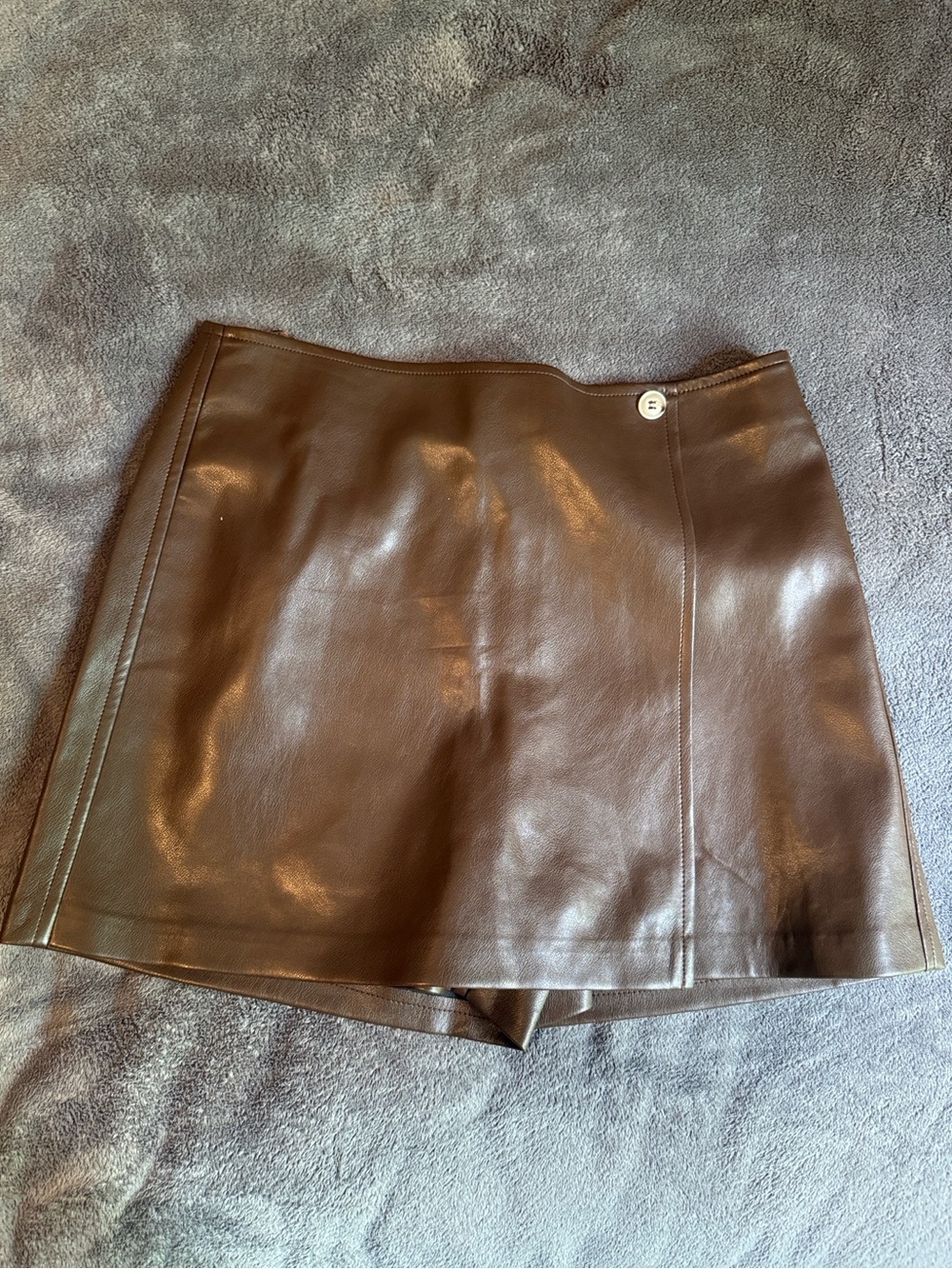 Pink Lily Brown Faux Leather skort
